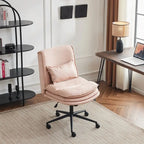 Chaise de bureau pivotante sans accoudoirs en tissu polyester rembourrée avec roulettes