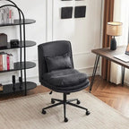 Chaise de bureau pivotante sans accoudoirs en tissu polyester rembourrée avec roulettes