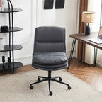 Chaise de bureau pivotante sans accoudoirs en tissu polyester rembourrée avec roulettes