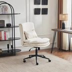 Chaise de bureau pivotante sans accoudoirs en tissu polyester rembourrée avec roulettes