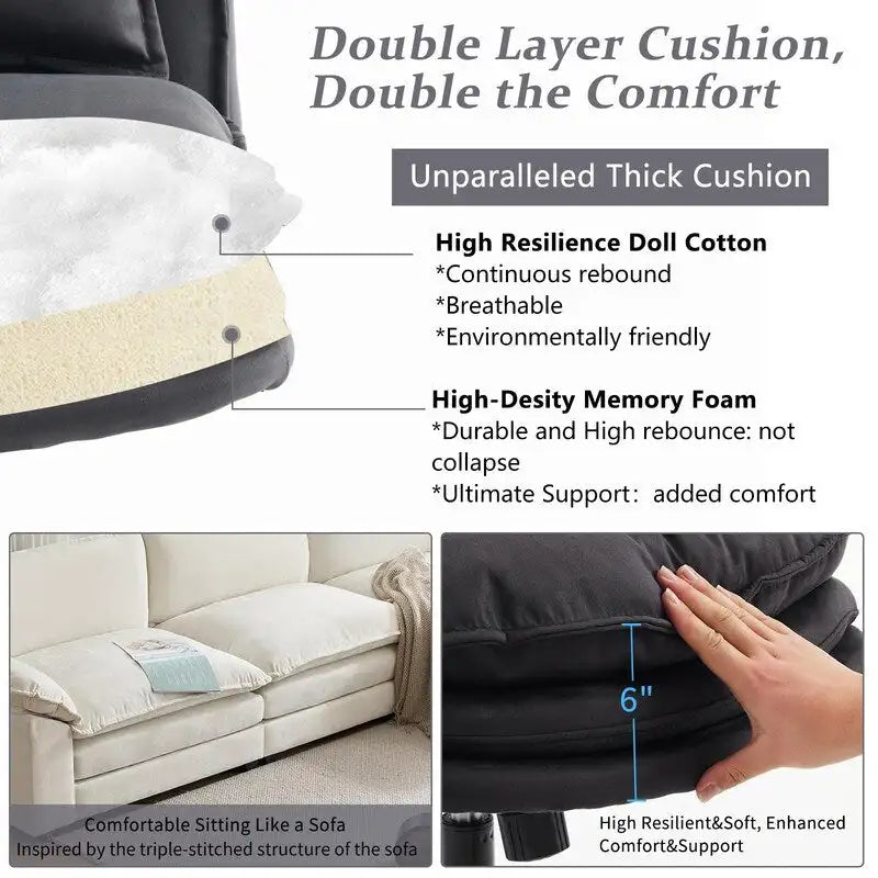 Chaise de bureau pivotante sans accoudoirs en tissu polyester rembourrée avec roulettes