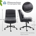 Chaise de bureau pivotante sans accoudoirs en tissu polyester rembourrée avec roulettes