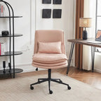 Chaise de bureau pivotante sans accoudoirs en tissu polyester rembourrée avec roulettes