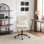 Chaise de bureau pivotante sans accoudoirs en tissu polyester rembourrée avec roulettes