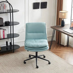 Chaise de bureau pivotante sans accoudoirs en tissu polyester rembourrée avec roulettes