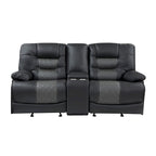 Causeuse inclinable manuelle Liam 77 pouces, console avec porte-gobelets, similicuir gris