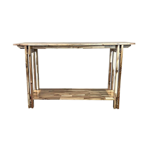Console de table architecturale en bois d'acacia avec étagère