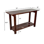 Console de table architecturale en bois d'acacia avec étagère