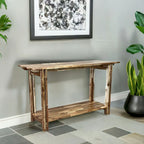 Console de table architecturale en bois d'acacia avec étagère