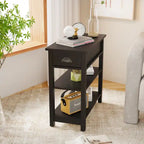 Table d'appoint étroite avec tiroirs et plateau relevable