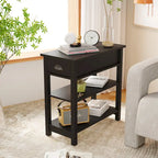 Table d'appoint étroite avec tiroirs et plateau relevable