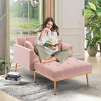 Chaise Lounge Chair Indoor,2 in 1 Velvet Convertible Sleeper Chair w/Ottoman,Lounge Chair w/Adjustable Reclining Backrest