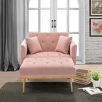 Chaise Longue d'Intérieur, Fauteuil Convertible 2 en 1 en Velours avec Ottomane, Chaise Longue avec Dossier Inclinable Réglable
