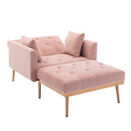 Chaise Longue d'Intérieur, Fauteuil Convertible 2 en 1 en Velours avec Ottomane, Chaise Longue avec Dossier Inclinable Réglable