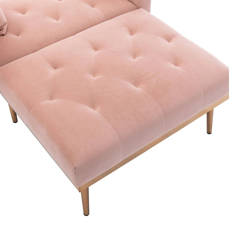 Chaise Longue d'Intérieur, Fauteuil Convertible 2 en 1 en Velours avec Ottomane, Chaise Longue avec Dossier Inclinable Réglable