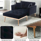 Chaise Longue d'Intérieur, Fauteuil Convertible 2 en 1 en Velours avec Ottomane, Chaise Longue avec Dossier Inclinable Réglable