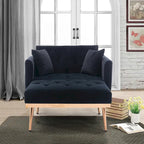 Chaise Longue d'Intérieur, Fauteuil Convertible 2 en 1 en Velours avec Ottomane, Chaise Longue avec Dossier Inclinable Réglable