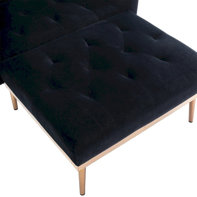 Chaise Longue d'Intérieur, Fauteuil Convertible 2 en 1 en Velours avec Ottomane, Chaise Longue avec Dossier Inclinable Réglable