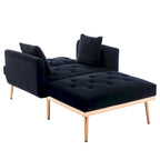 Chaise Longue d'Intérieur, Fauteuil Convertible 2 en 1 en Velours avec Ottomane, Chaise Longue avec Dossier Inclinable Réglable
