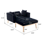 Chaise Longue d'Intérieur, Fauteuil Convertible 2 en 1 en Velours avec Ottomane, Chaise Longue avec Dossier Inclinable Réglable