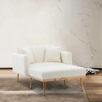 Chaise Longue d'Intérieur, Fauteuil Convertible 2 en 1 en Velours avec Ottomane, Chaise Longue avec Dossier Inclinable Réglable