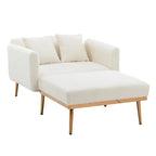 Chaise Longue d'Intérieur, Fauteuil Convertible 2 en 1 en Velours avec Ottomane, Chaise Longue avec Dossier Inclinable Réglable