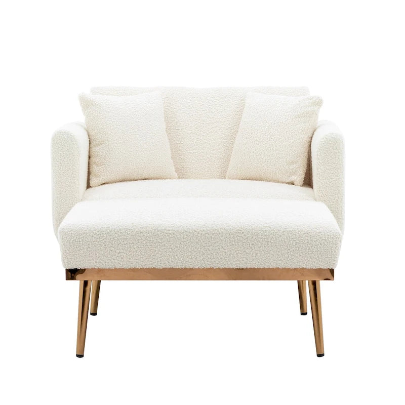 Chaise Longue d'Intérieur, Fauteuil Convertible 2 en 1 en Velours avec Ottomane, Chaise Longue avec Dossier Inclinable Réglable