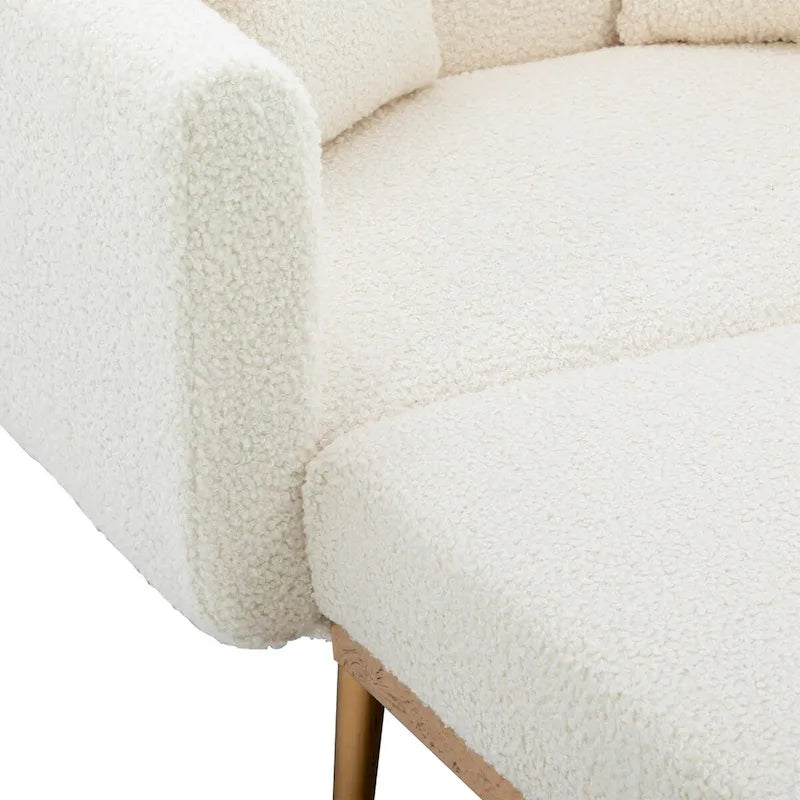 Chaise Longue d'Intérieur, Fauteuil Convertible 2 en 1 en Velours avec Ottomane, Chaise Longue avec Dossier Inclinable Réglable