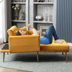 Chaise Longue d'Intérieur, Fauteuil Convertible 2 en 1 en Velours avec Ottomane, Chaise Longue avec Dossier Inclinable Réglable
