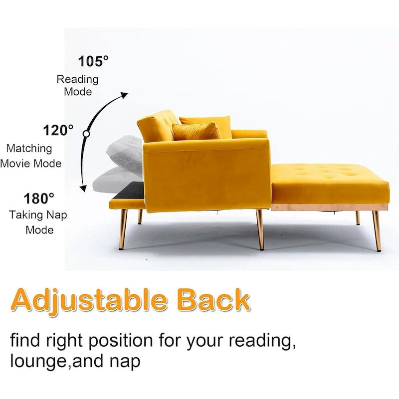 Chaise Longue d'Intérieur, Fauteuil Convertible 2 en 1 en Velours avec Ottomane, Chaise Longue avec Dossier Inclinable Réglable