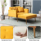 Chaise Longue d'Intérieur, Fauteuil Convertible 2 en 1 en Velours avec Ottomane, Chaise Longue avec Dossier Inclinable Réglable