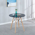 Table Blanche 31.5, Table à manger de style mid-century pour 2-4 personnes avec plateau rond en MDF, Table d'appoint, Table basse de loisirs