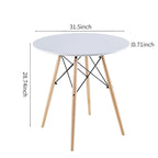 Table Blanche 31.5, Table à manger de style mid-century pour 2-4 personnes avec plateau rond en MDF, Table d'appoint, Table basse de loisirs