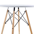 Table Blanche 31.5, Table à manger de style mid-century pour 2-4 personnes avec plateau rond en MDF, Table d'appoint, Table basse de loisirs