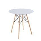 Table Blanche 31.5, Table à manger de style mid-century pour 2-4 personnes avec plateau rond en MDF, Table d'appoint, Table basse de loisirs