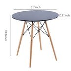 Table Blanche 31.5, Table à manger de style mid-century pour 2-4 personnes avec plateau rond en MDF, Table d'appoint, Table basse de loisirs