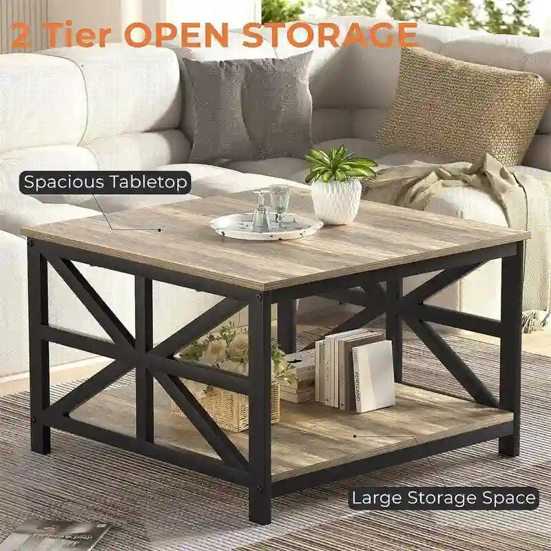 Table basse avec rangement - 70P x 70l x 45H cm