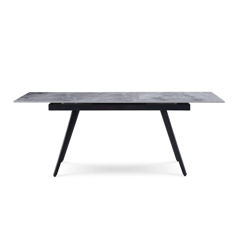 Table à manger extensible de 79 pouces, surface en pierre texturée, gris chaud