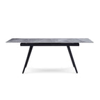 Table à manger extensible de 79 pouces, surface en pierre texturée, gris chaud