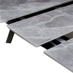 Table à manger extensible de 79 pouces, surface en pierre texturée, gris chaud