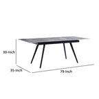 Table à manger extensible de 79 pouces, surface en pierre texturée, gris chaud