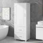 Meuble de rangement de salle de bain autoportant avec tiroirs et étagère réglable