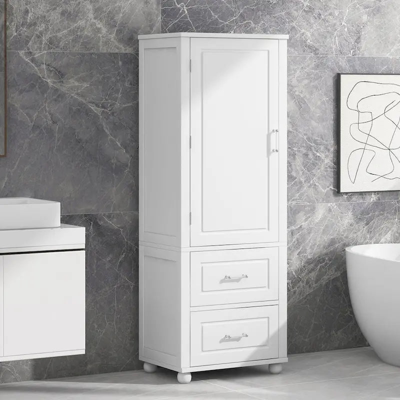 Meuble de rangement de salle de bain autoportant avec tiroirs et étagère réglable