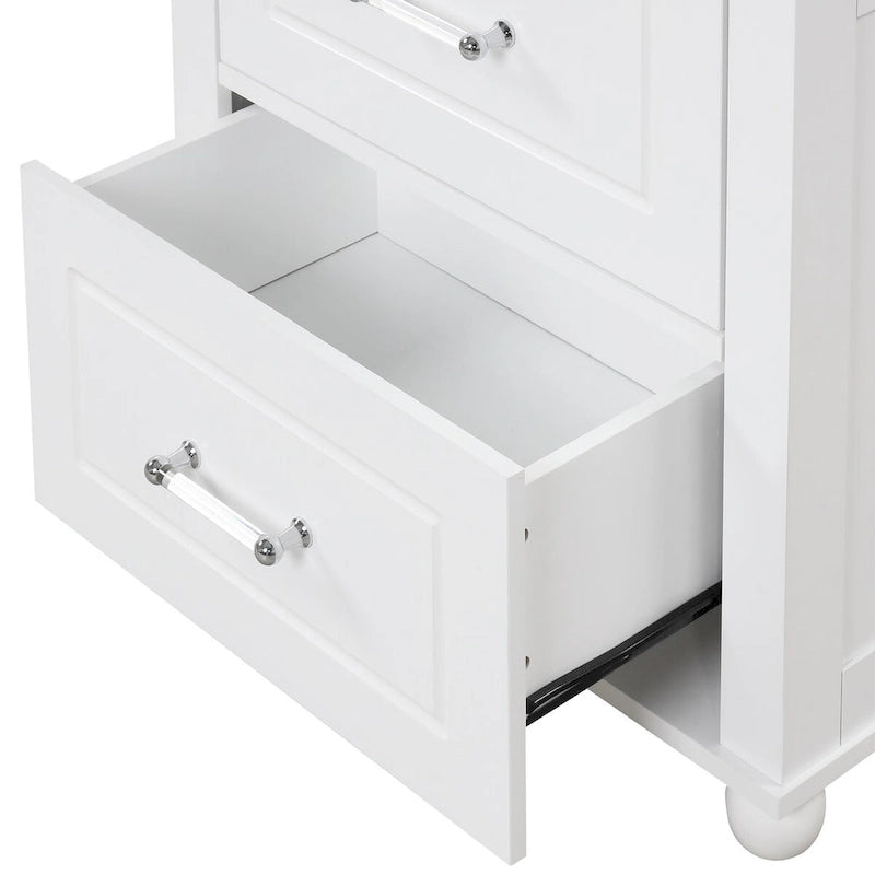 Meuble de rangement de salle de bain autoportant avec tiroirs et étagère réglable