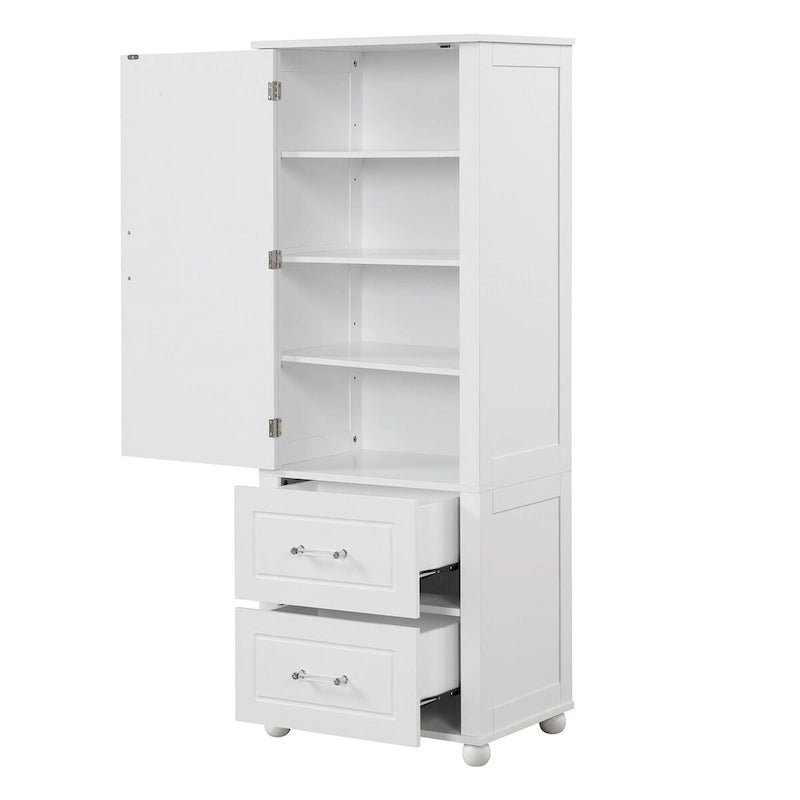 Meuble de rangement de salle de bain autoportant avec tiroirs et étagère réglable
