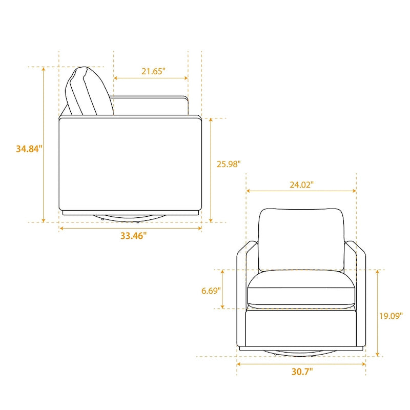 Fauteuil pivotant moderne en chenille, lot de 1