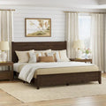 Lit plateforme en pin avec tête de lit aspect vieilli, Cadre de lit double/queen/king en bois massif