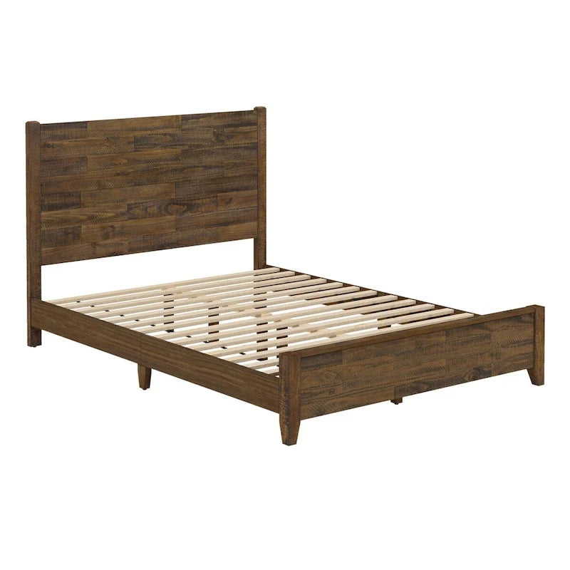 Lit plateforme en pin avec tête de lit aspect vieilli, Cadre de lit double/queen/king en bois massif
