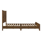 Lit plateforme en pin avec tête de lit aspect vieilli, Cadre de lit double/queen/king en bois massif