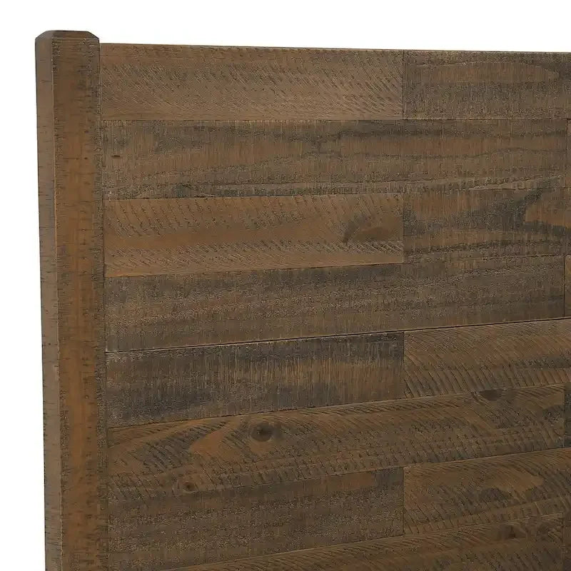 Lit plateforme en pin avec tête de lit aspect vieilli, Cadre de lit double/queen/king en bois massif